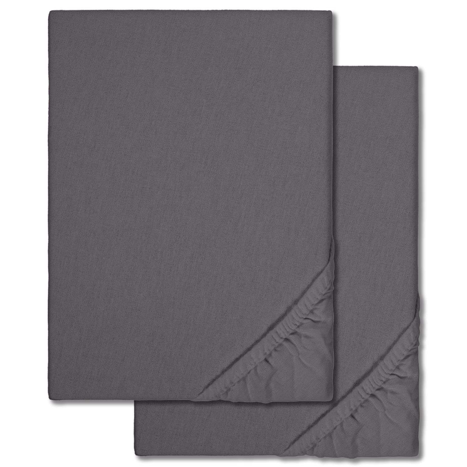 Fitted sheet winter fleece anthracite 140 x 190 - 160 x 200 cm double pack