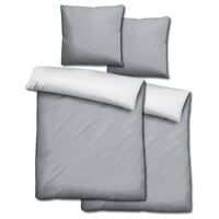 Doppelpack  Sleezzz® Renforcé Wendebettwäsche hellgrau/weiß 135 x 200 + 80 x 80 cm