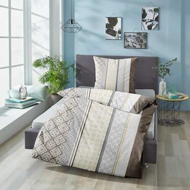 Doppelpack CloudComfort Basic Mikrofaser Bettwäsche beige 155 x 220 + 80 x 80 cm