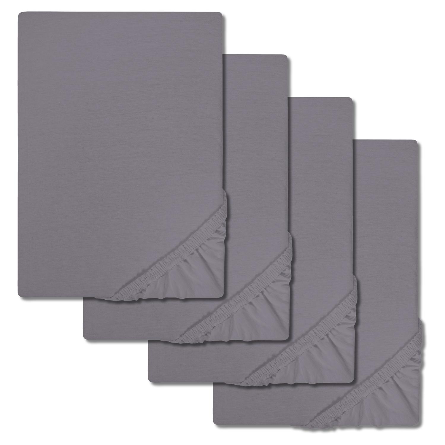 Set di 4CloudComfort Basic lenzuola elastiche in jersey grigio scuro 140 x 190 - 160 x 200 cm (4 pezzi)