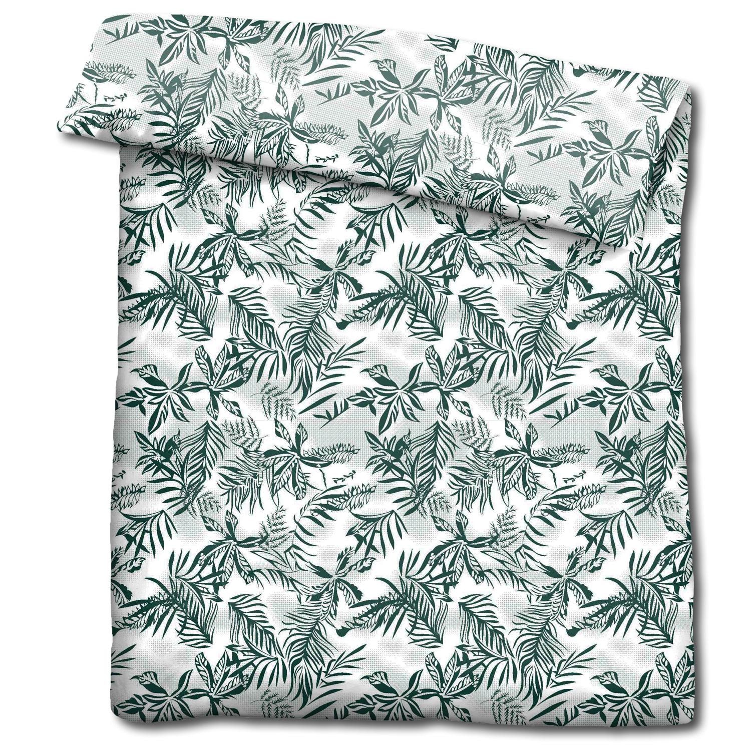 CloudComfort Basic microfiber bed linen green leaves 135 x 200 + 80 x 80 cm