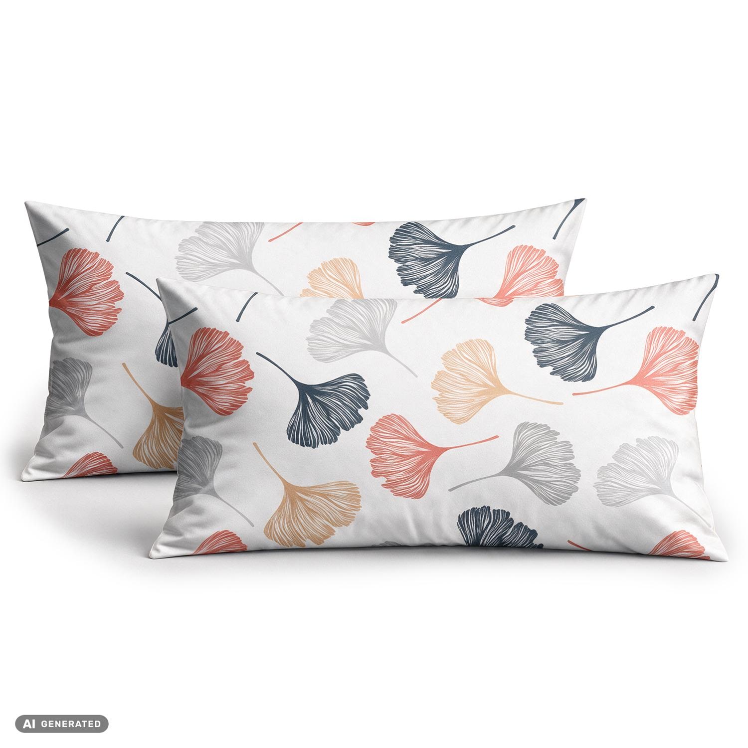 CloudComfort Basic Cotton Pillowcase, Floral Print, Set of 2, 40 x 80 cm