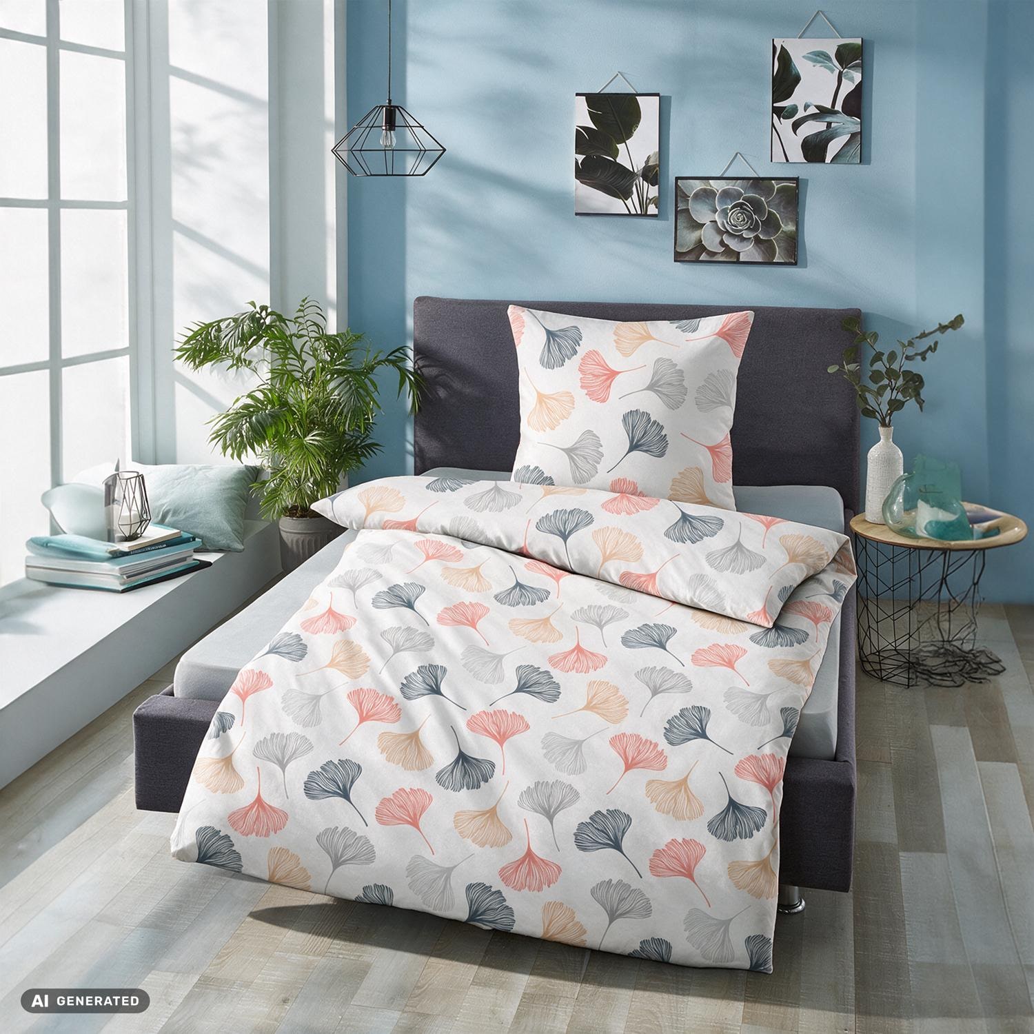CloudComfort Renforcé Bettwäsche Blüten 135 x 200 + 80 x 80 cm