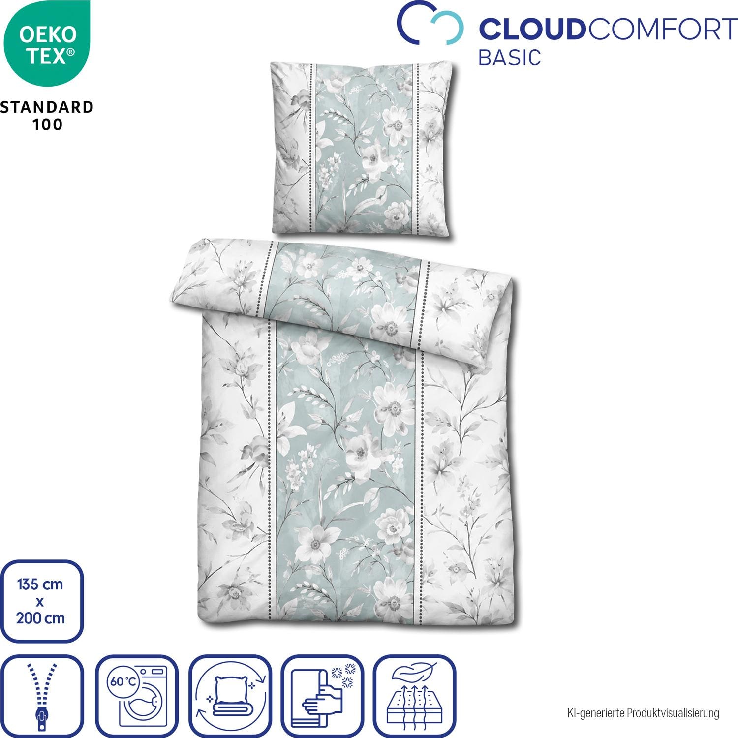 Cloud Comfort Mako-Satin Bettwäsche 135 x 200 cm + 80 x 80 cm