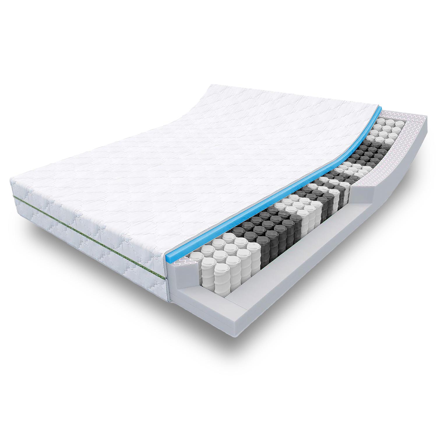 Saltea cu 7 zone de arcuri cu buzunar Sleezzz Smart 140 x 190 cm, înălțime 21 cm, nivel de fermitate H2/H3