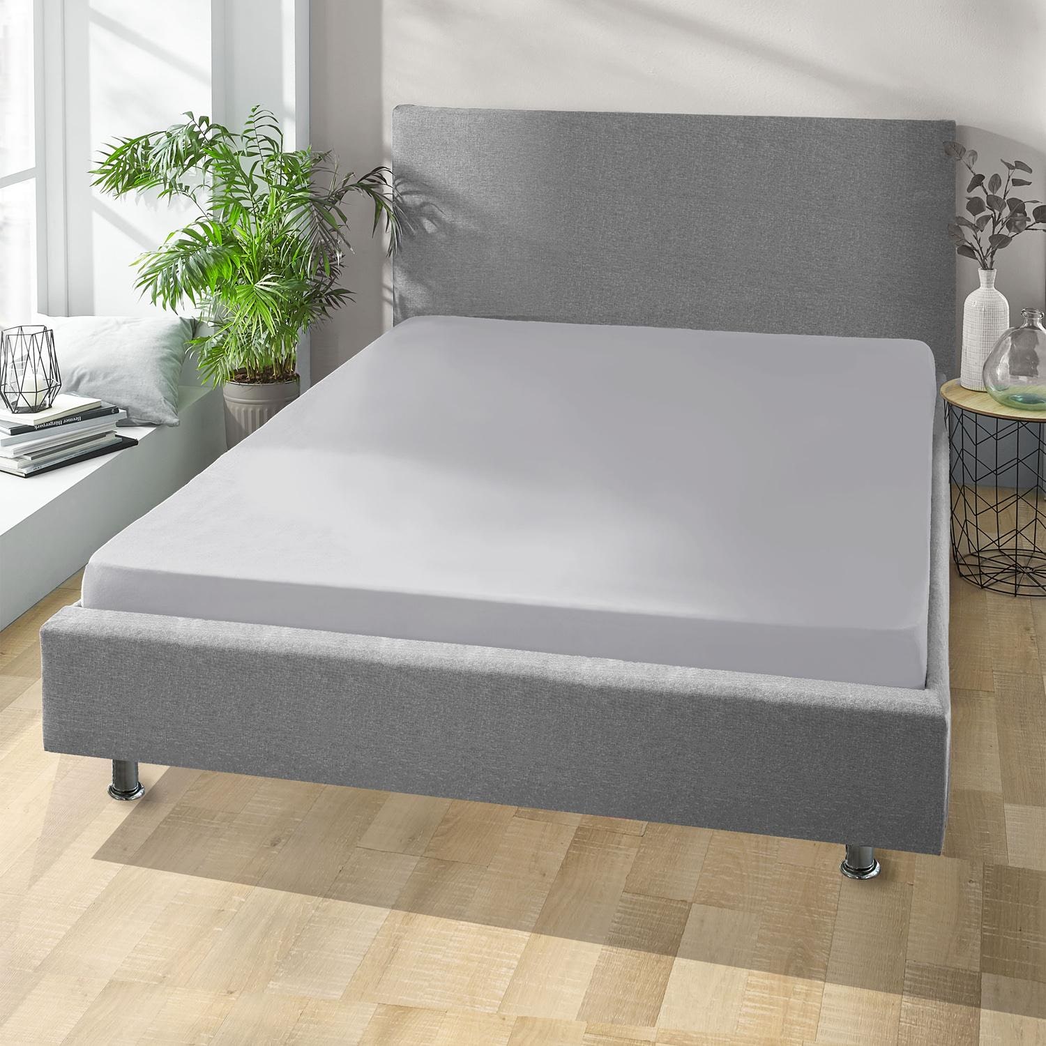 Spannbettlaken Microfaser Interlock-Jersey silber grau 90 x 190 - 100 x 200 cm 180 x 200 - 200 x 200 cm im 4er-Pack