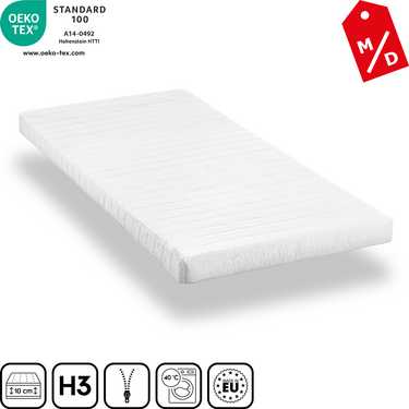 Matelas mousse confort K10 90 x 200 cm, hauteur 10 cm, degré de fermeté H3