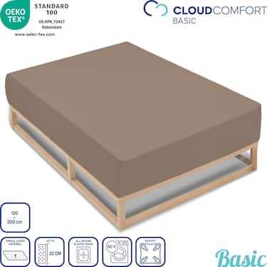 CloudComfort Basic hoeslaken van jersey-stretch, taupe, 120 x 200 cm