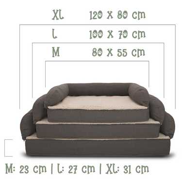 80 x 55 x 23 cm orthopaedic dog bed with backrest size M