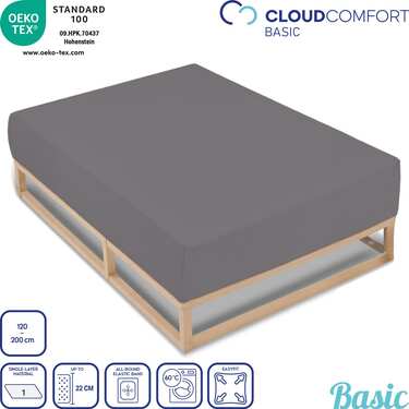 Sada 4 prostěradel CloudComfort Basic jersey stretch tmavě šedá 120 x 200 cm (4 kusy)