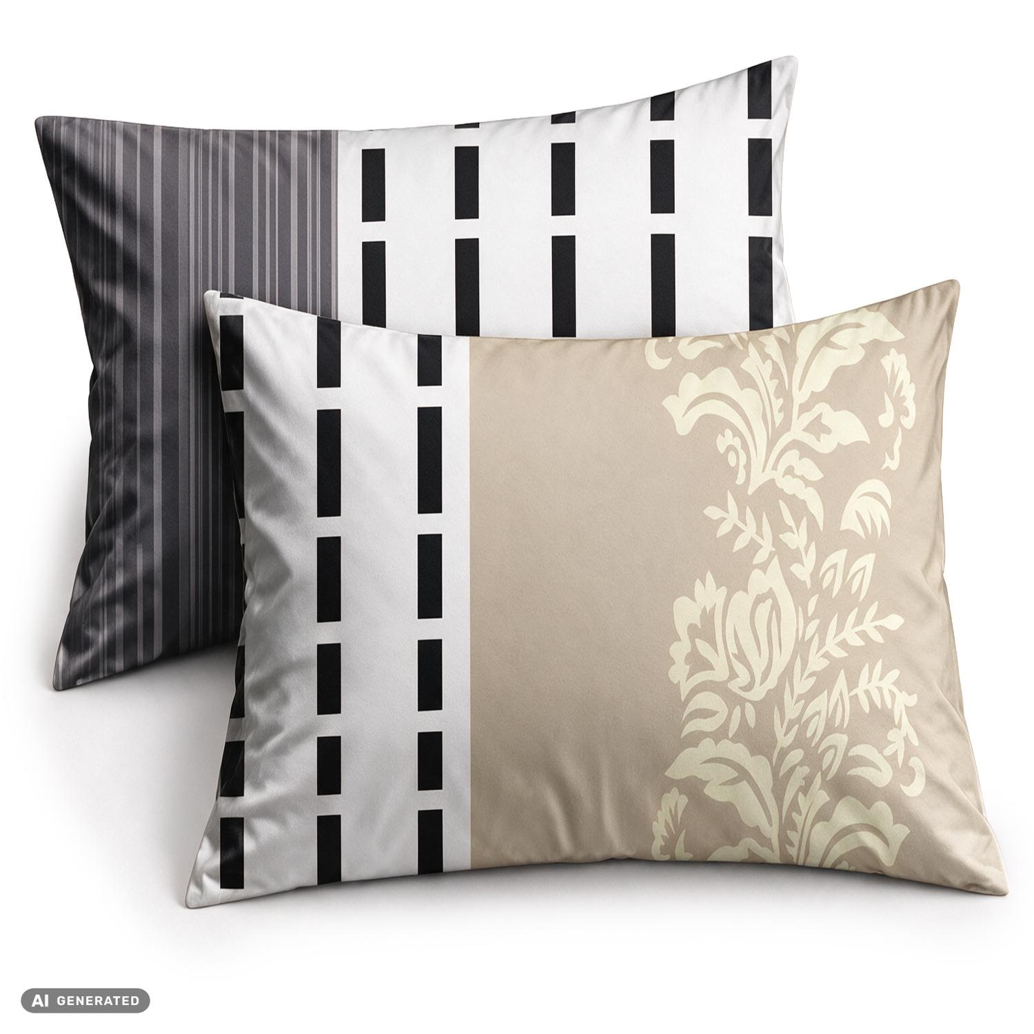 CloudComfort Basic – Set de 2 fețe de pernă din bumbac, bej/alb, 70 x 90 cm