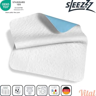 Sleezzz Vital wasserdichte Saugvlies Matratzenauflage, 75 x 90 cm, zum Schutz der Matratze im 4er-Pack