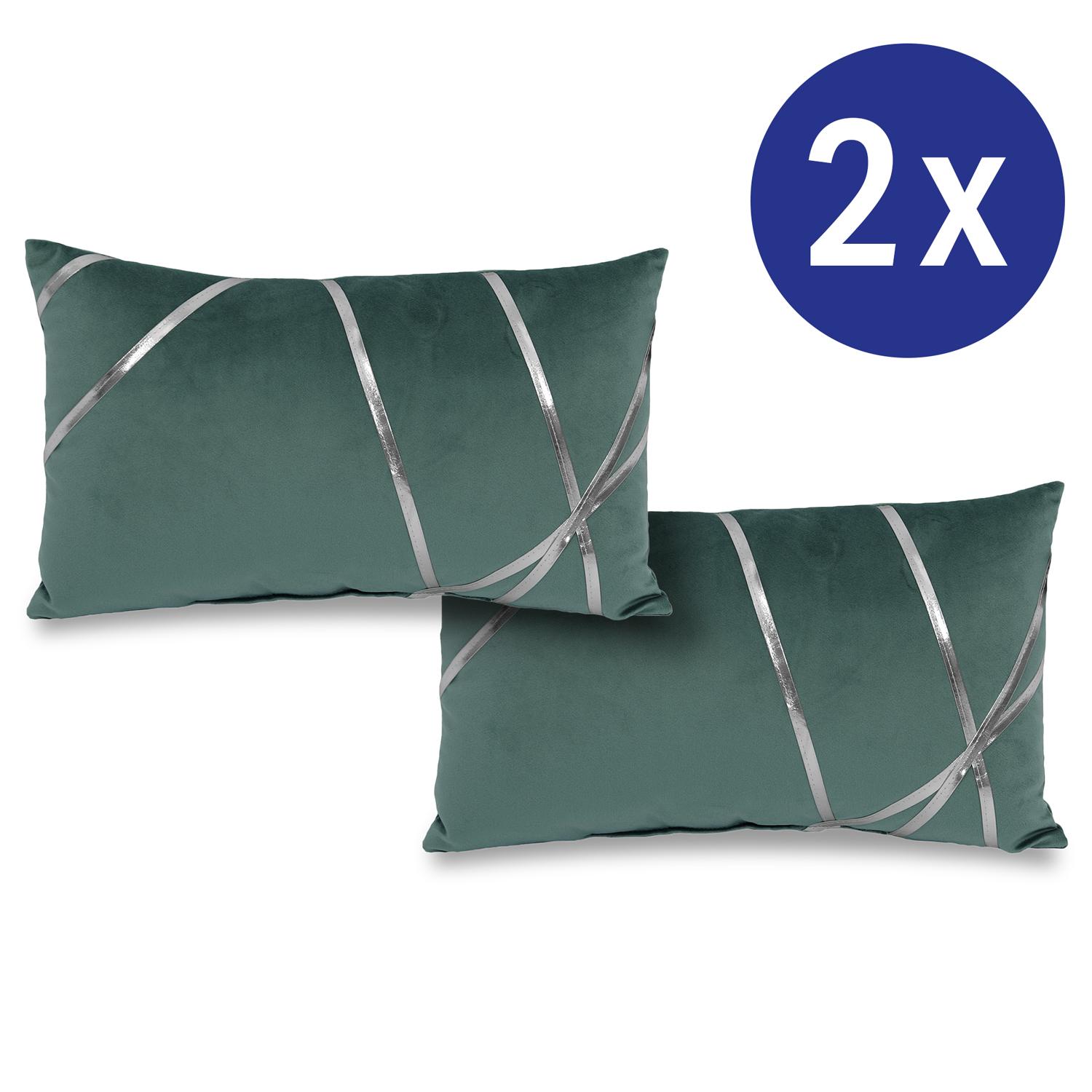 Pachet dublu de perne decorative verde smarald 30 x 50 cm