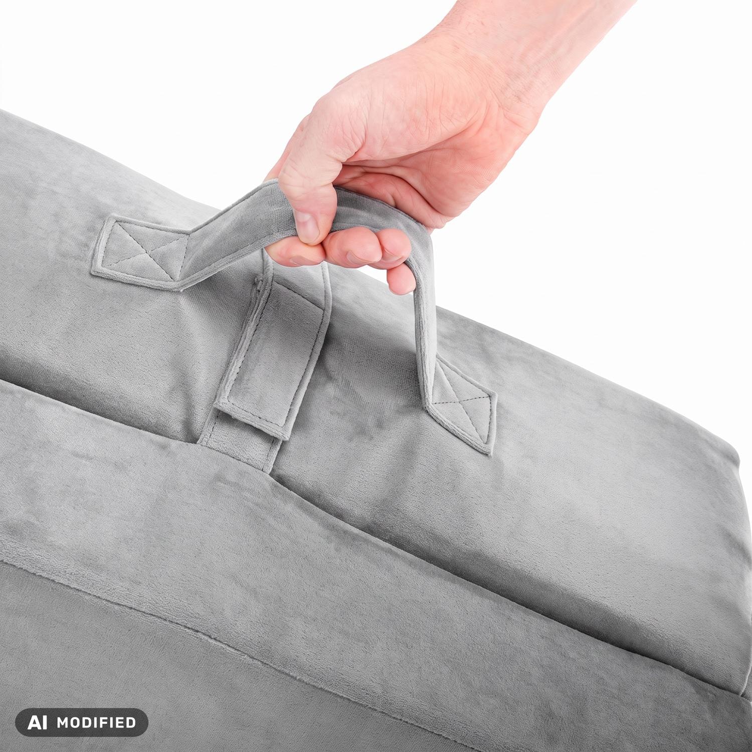 CloudComfort Premium Klappmatratze 70 x 195 cm silber, 10 cm hoch mit Möbelstoff bezogen