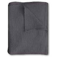 140 x 200 cm waffle piqué lightweight polycotton bedspread in the color anthracite