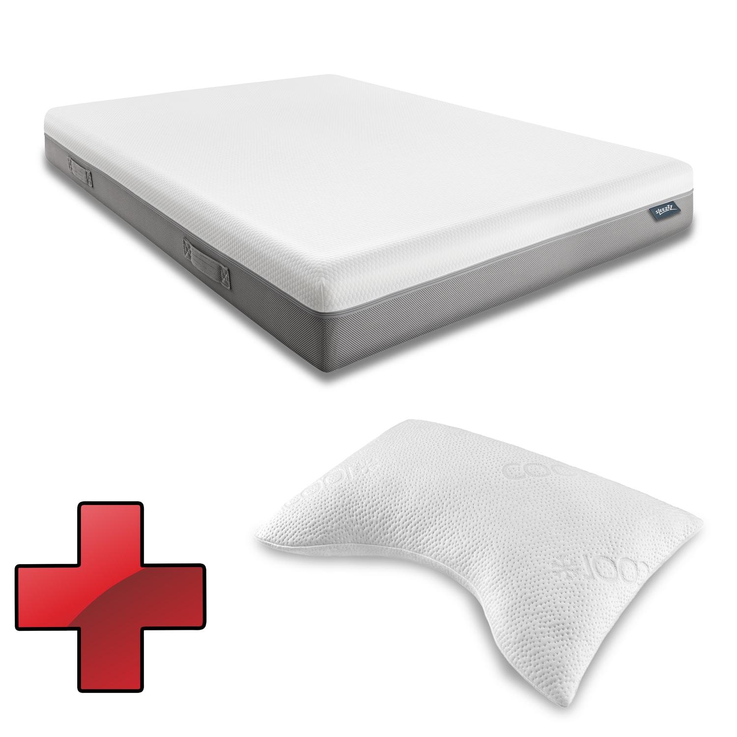 Sleezzz® Premium vzmetnica 140 x 200 cm + Sleezzz® Cool gel-penasta konturna vzglavnik za podporo vratu