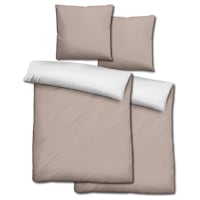 Doppelpack  Sleezzz® Renforcé Wendebettwäsche beige/weiß 135 x 200 + 80 x 80 cm