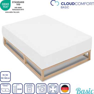 Lot économique 4 couleurs CloudComfort Basic drap-housse jersey stretch blanc/gris argenté/gris foncé/noir 90 x 190 - 100 x 200 cm (4 pièces)