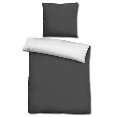 Confezione doppia di biancheria da letto reversibile CloudComfort Basic bianco/nero 135 x 200 + 80 x 80 cm