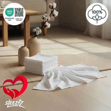 70 x 70 cm weiße Mullwindeln im 20er Pack aus 100% Baumwolle