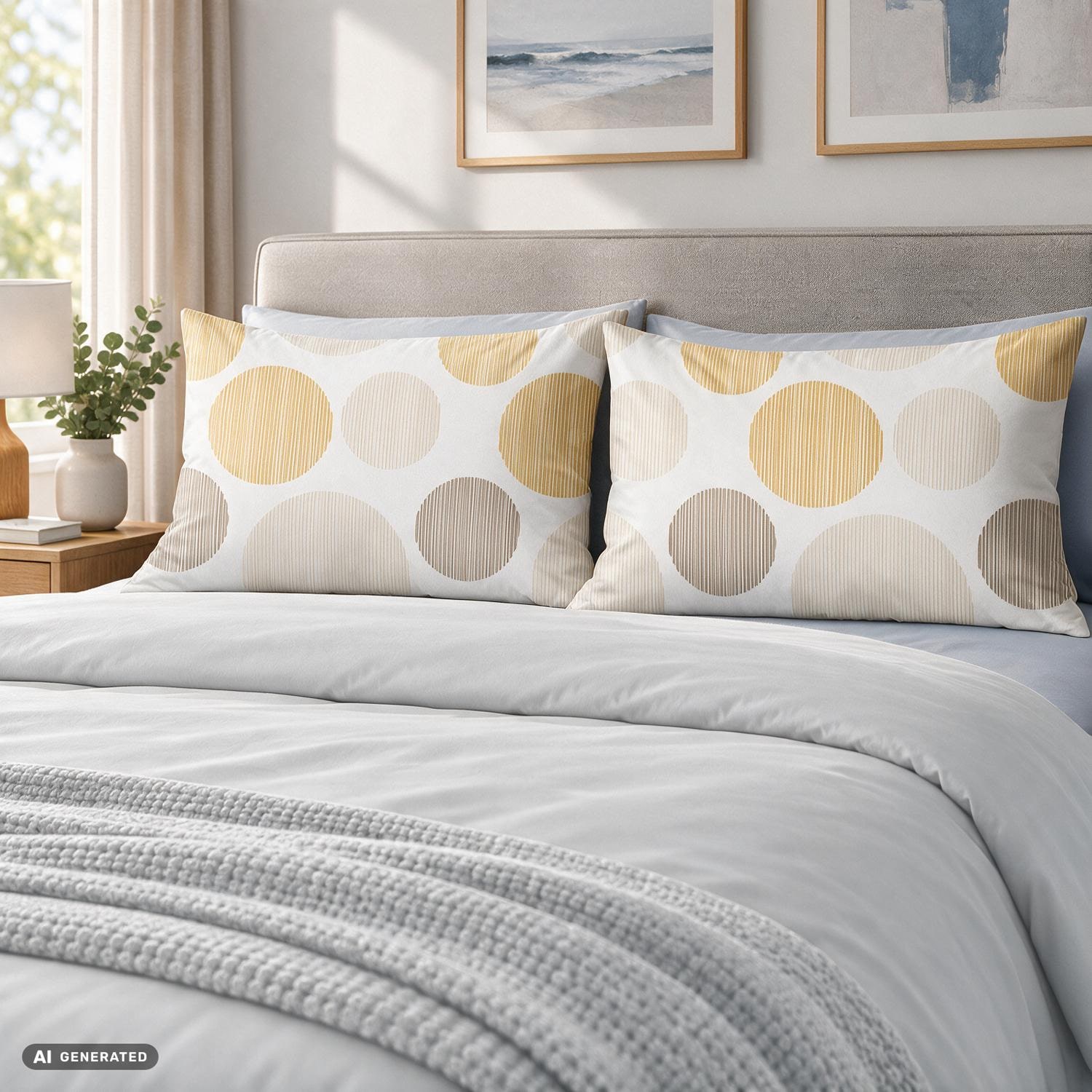 CloudComfort Basic Baumwoll Kissenbezug Kreise 2er-Set 40 x 80 cm