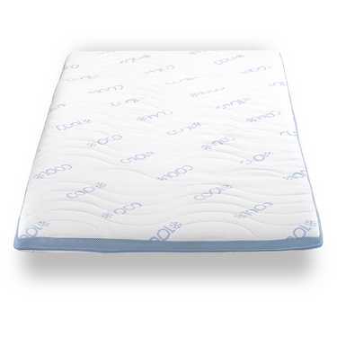 Cold foam topper CloudComfort Cool 90 x 200 cm H2/H3, height 7 cm, firmness level H2/H3, 7-zone topper with summer and winter side + CloudComfort Basic gel-flake pillow 40 x 80 cm