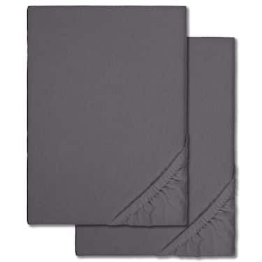 Spannbettlaken Winterflausch anthrazit 180 x 190 - 200 x 200 cm, 68% Baumwolle, 32% Polyester Doppelpack