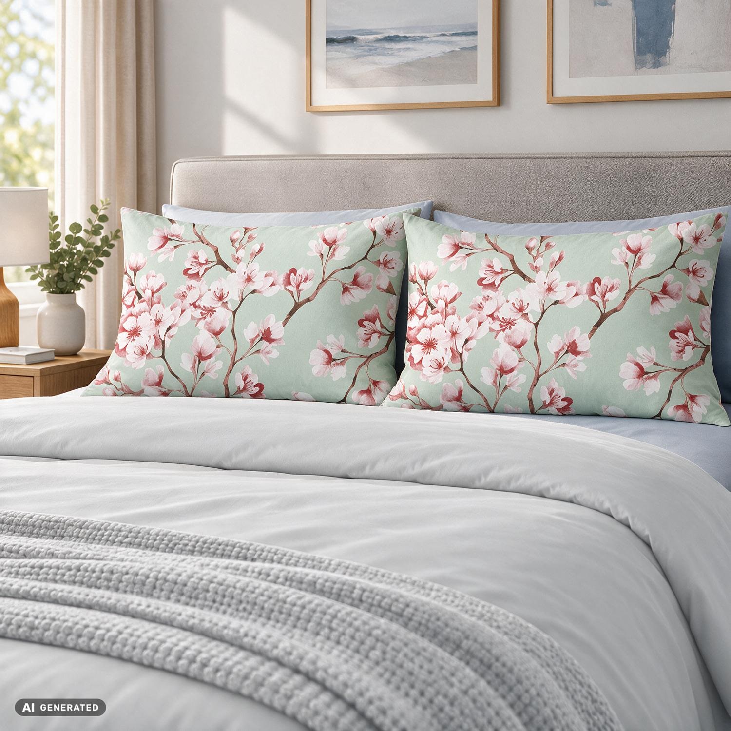CloudComfort Basic Baumwoll Kissenbezug Mint 2er-Set 40 x 80 cm