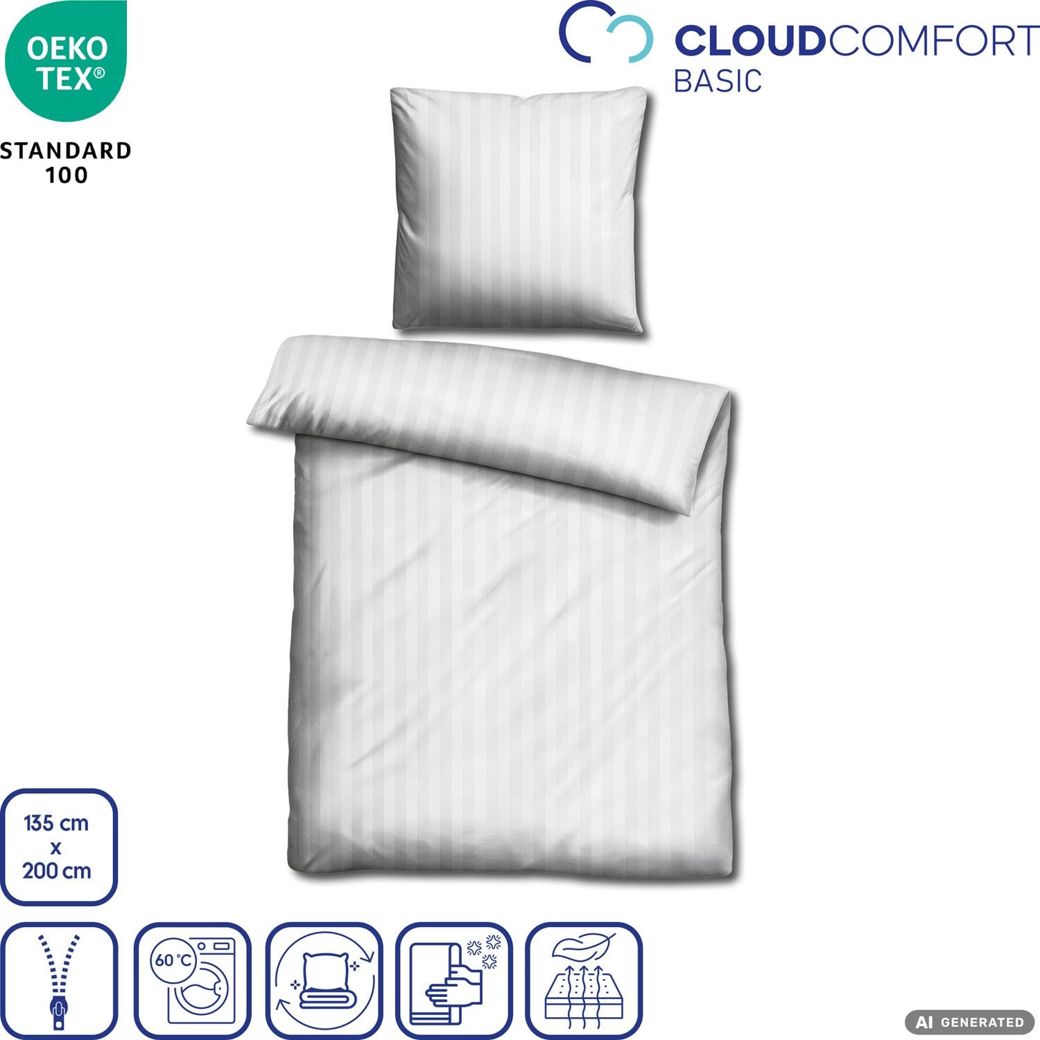 Doppelpack Cloud Comfort Mako-Satin Bettwäsche 135 x 200 cm + 80 x 80 cm