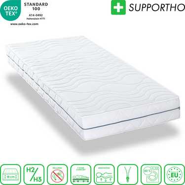 Matelas orthopédique 80x200 cm 7 zones Supportho Premium, hauteur 18 cm, degré de fermeté H2/H3