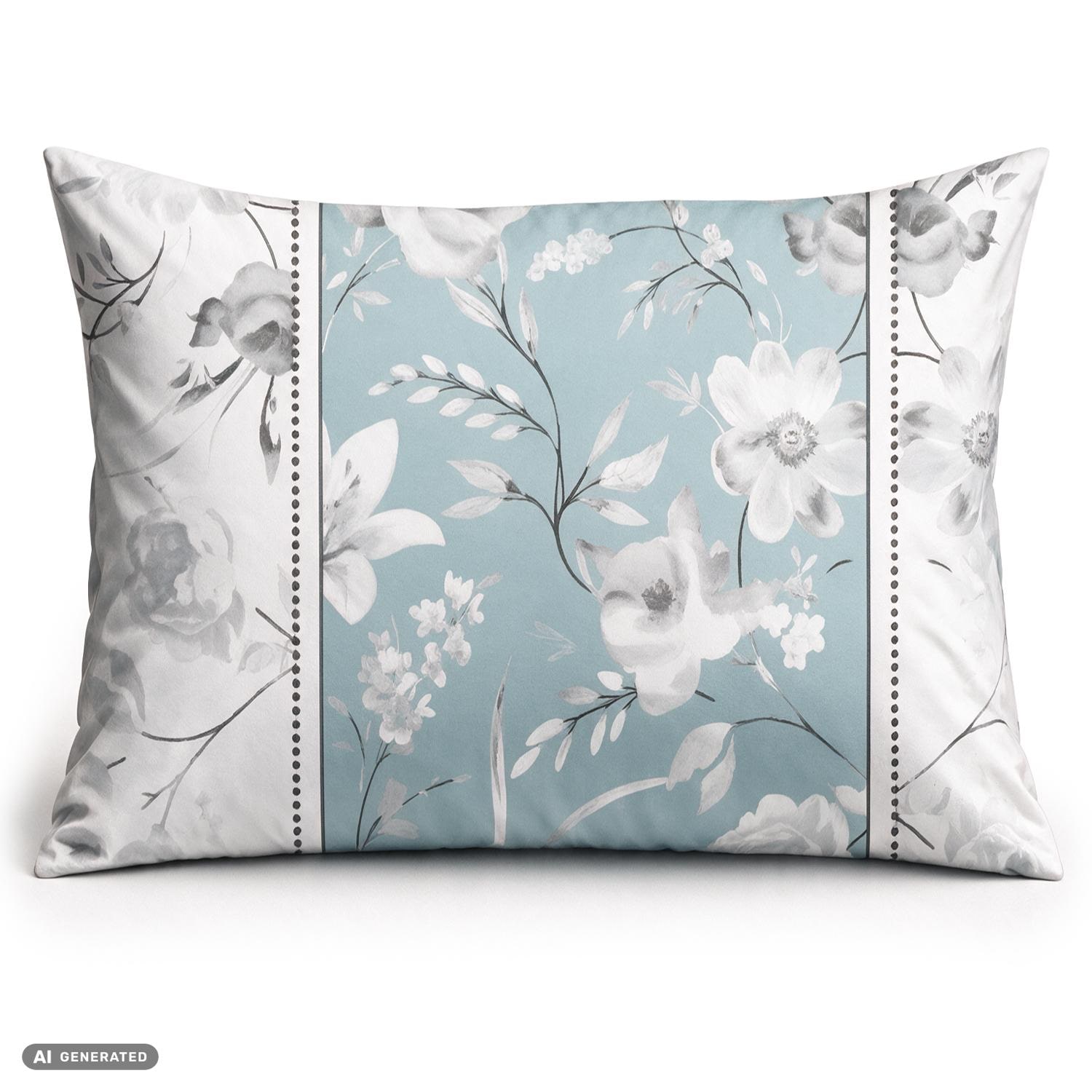 CloudComfort Basic - Fronha de algodão azul-claro/branco, conjunto de 2, 70 x 90 cm
