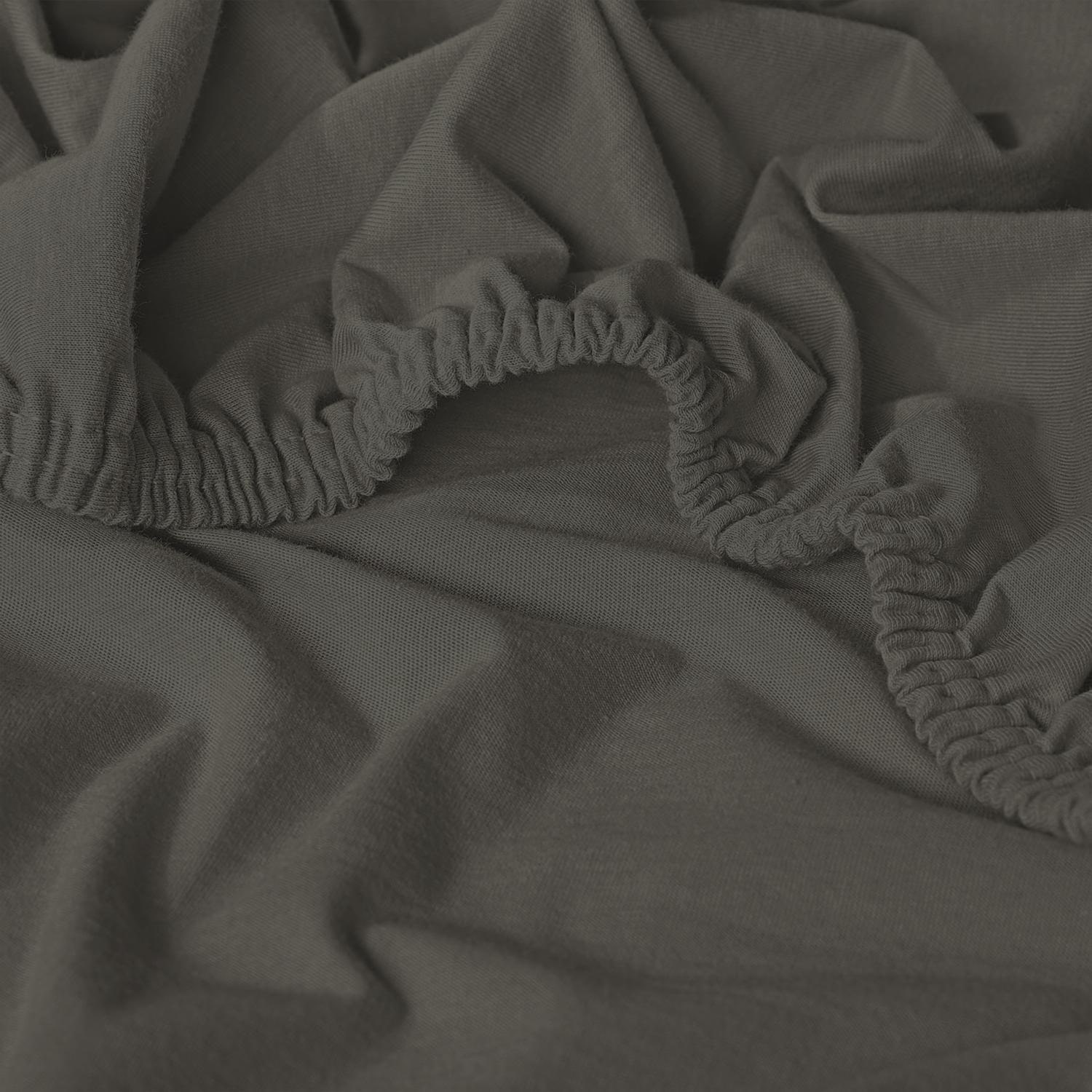 4 x Castell Jersey Cotton Fitted Sheets, Dark Taupe, 90 x 190 – 100 x 200 cm