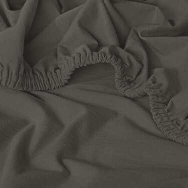 4 x Castell Jersey Cotton Fitted Sheets, Dark Taupe, 90 x 190 – 100 x 200 cm