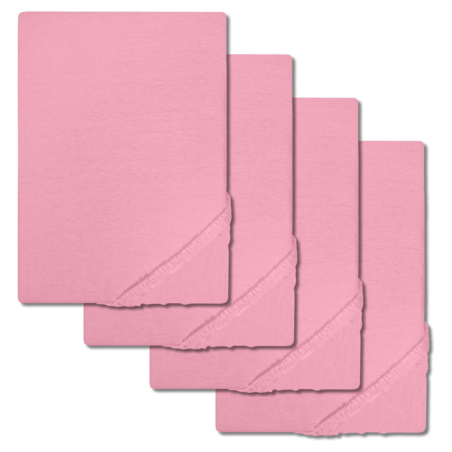 Set di 4 lenzuola con angoli Setex REFIBRA in finissimo cotone, rosa, 180 x 200 cm