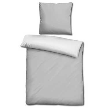 Paquete doble de ropa de cama reversible CloudComfort Basic gris claro/blanco 155 x 220 + 80 x 80 cm