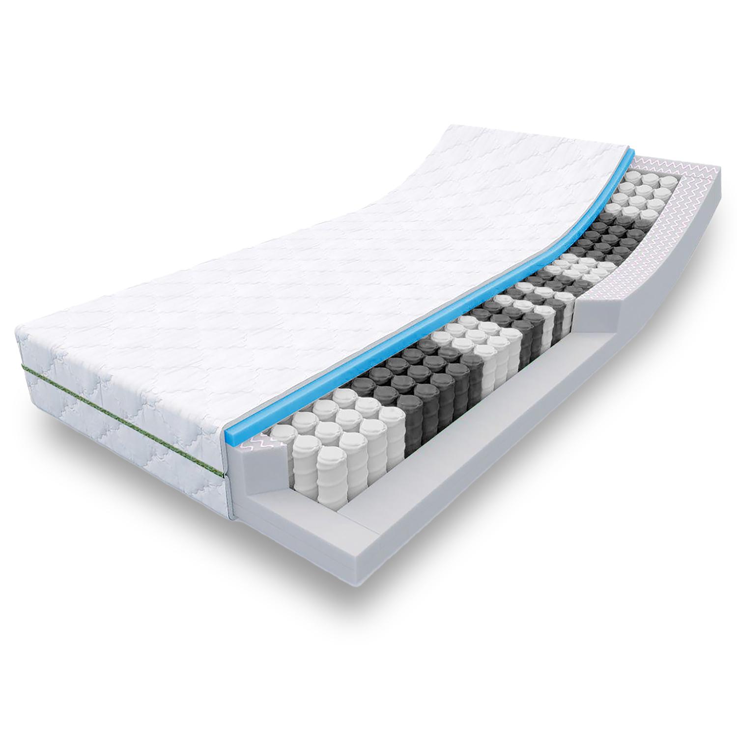 Saltea cu 7 zone de arcuri cu buzunar Sleezzz Smart 100 x 200 cm, înălțime 21 cm, nivel de fermitate H2/H3