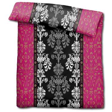 CloudComfort Basic Mikrofaser Bettwäsche schwarz/pink 135 x 200 + 80 x 80 cm