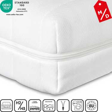 Cold foam mattress K16 180 x 200 cm, height 16 cm, firmness level H2/H3