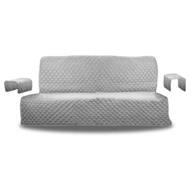Sofaschoner Zweisitzer grau / anthrazit 110 x 191 cm + 2 x 50 x 55 cm 