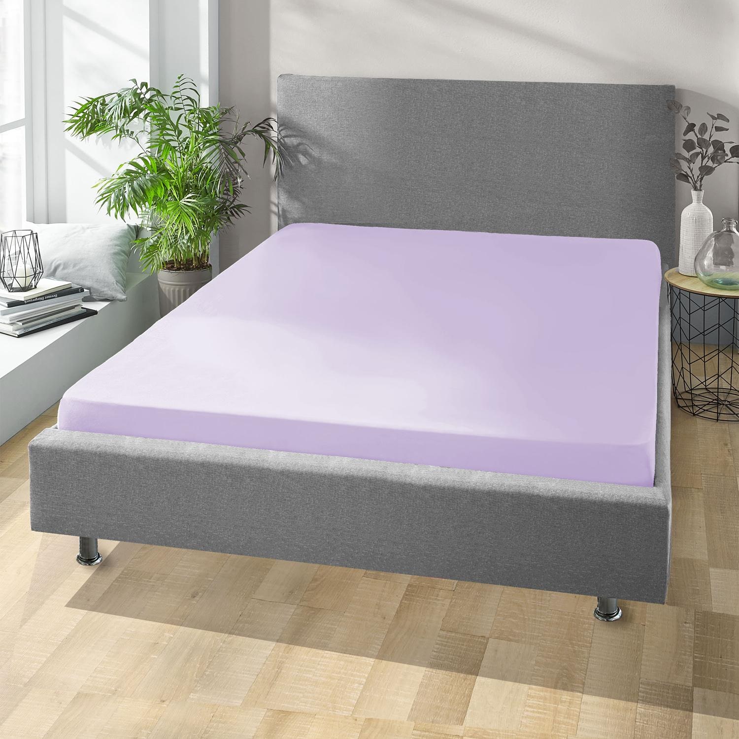 Fitted sheet microfiber interlock jersey lilac 90 x 190 - 100 x 200 cm double pack in a 4-pack