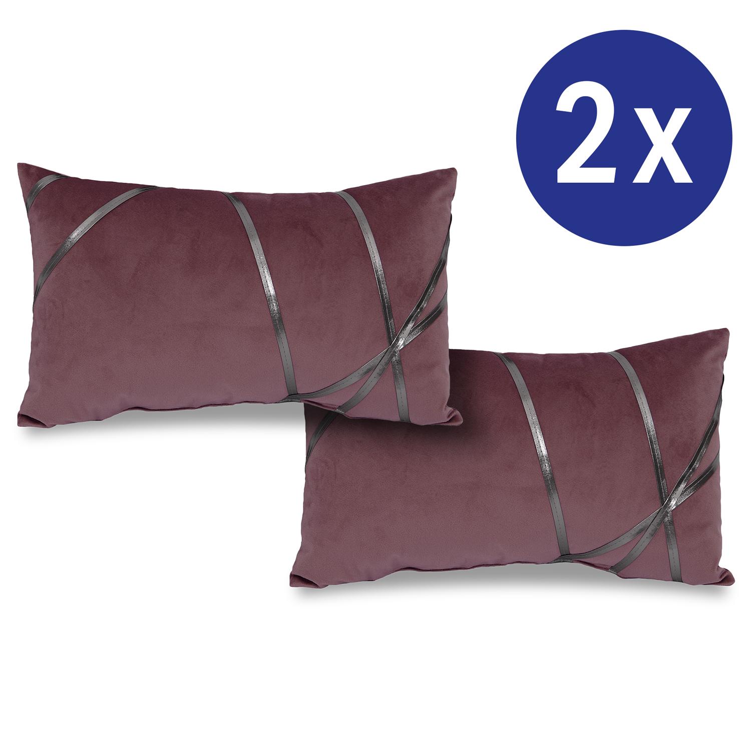 Double pack of decorative cushions ruby red 30 x 50 cm