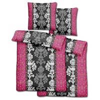 Doppelpack CloudComfort Basic Mikrofaser Bettwäsche schwarz/pink 135 x 200 + 80 x 80 cm