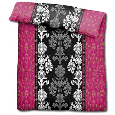 Doppelpack CloudComfort Basic Mikrofaser Bettwäsche schwarz/pink 135 x 200 + 80 x 80 cm