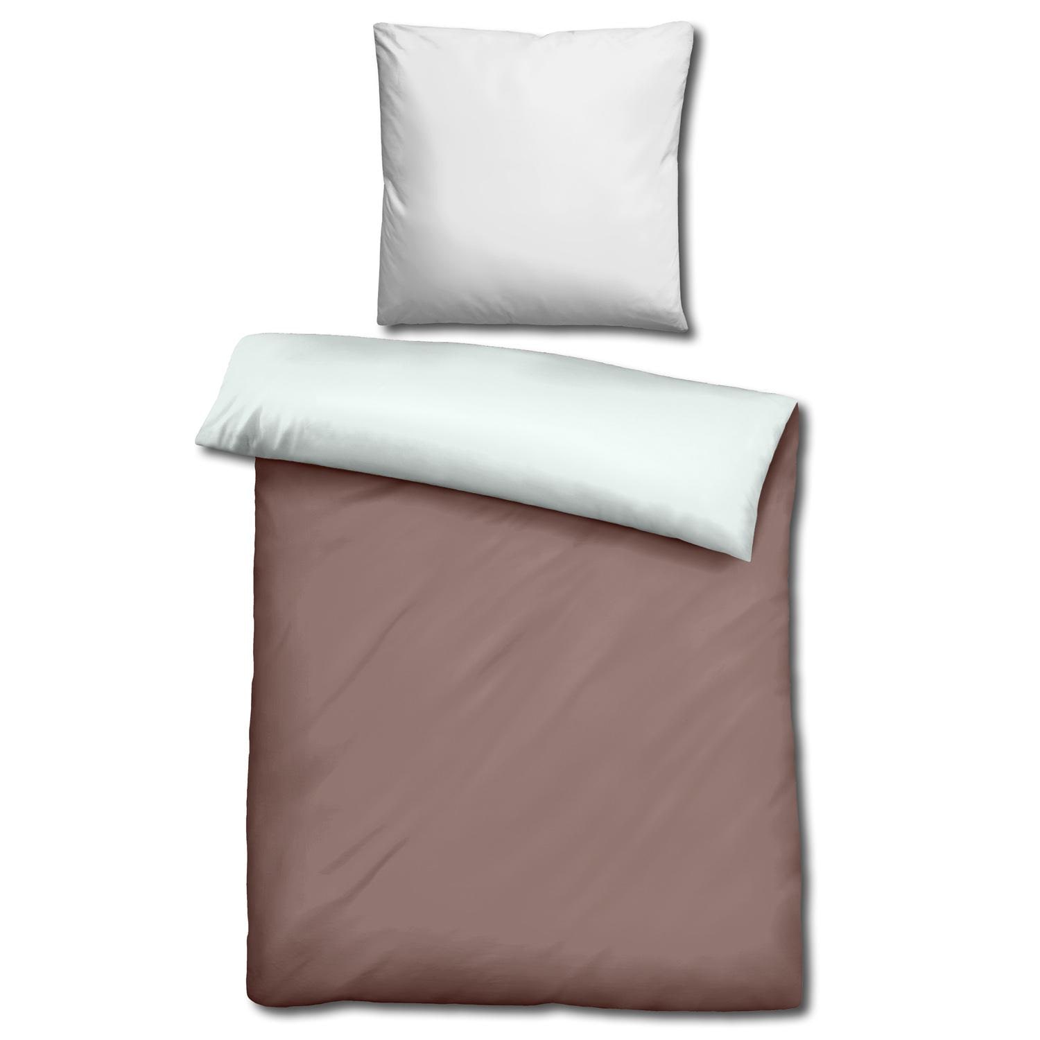 Sleezzz® Renforcé reversible bed linen light brown/white 135 x 200 + 80 x 80 cm