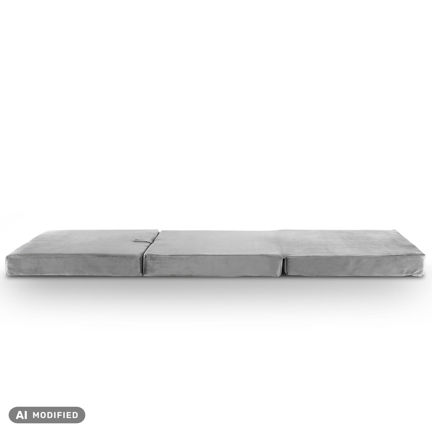 CloudComfort Premium Klappmatratze 70 x 195 cm silber, 10 cm hoch mit Möbelstoff bezogen