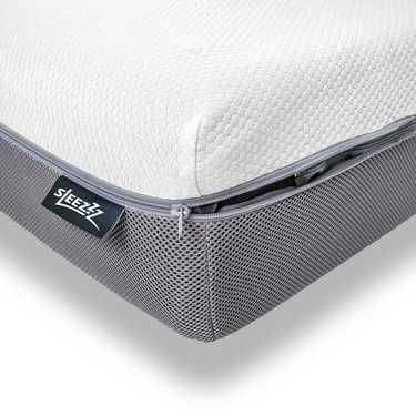 Matelas viscoélastique Sleezzz Premium 140 x 200 cm, hauteur 20 cm, degré de fermeté H2/H3, avec poignées réversibles + oreiller Sleezzz® Cool Effet rafraîchissant