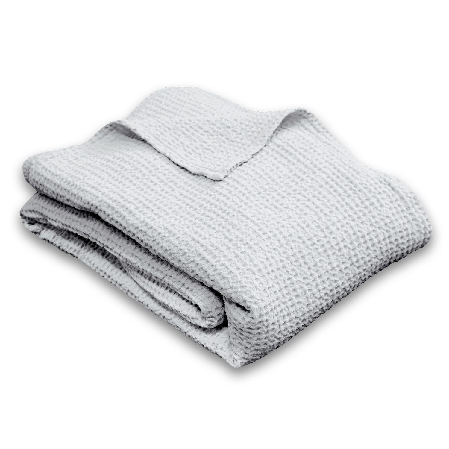 140 x 200 cm waffle piqué lightweight polycotton bedspread in the color light grey