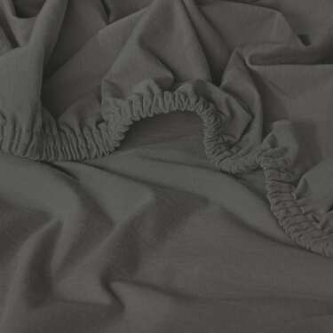 Set of 4 jersey fitted sheets dark gray 90 x 190 - 100 x 200 cm made of 100% organic cotton