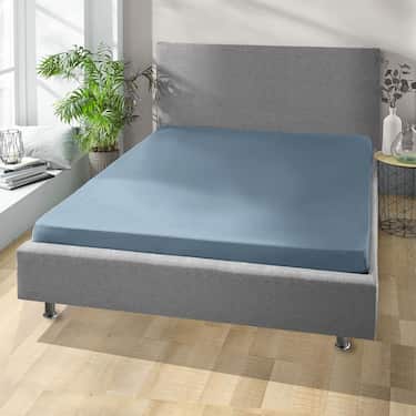 Spannbettlaken Winterflausch blau 90 x 190 - 100 x 200 cm