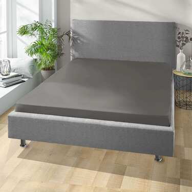4 x Castell Jersey Cotton Fitted Sheets, Dark Taupe, 90 x 190 – 100 x 200 cm
